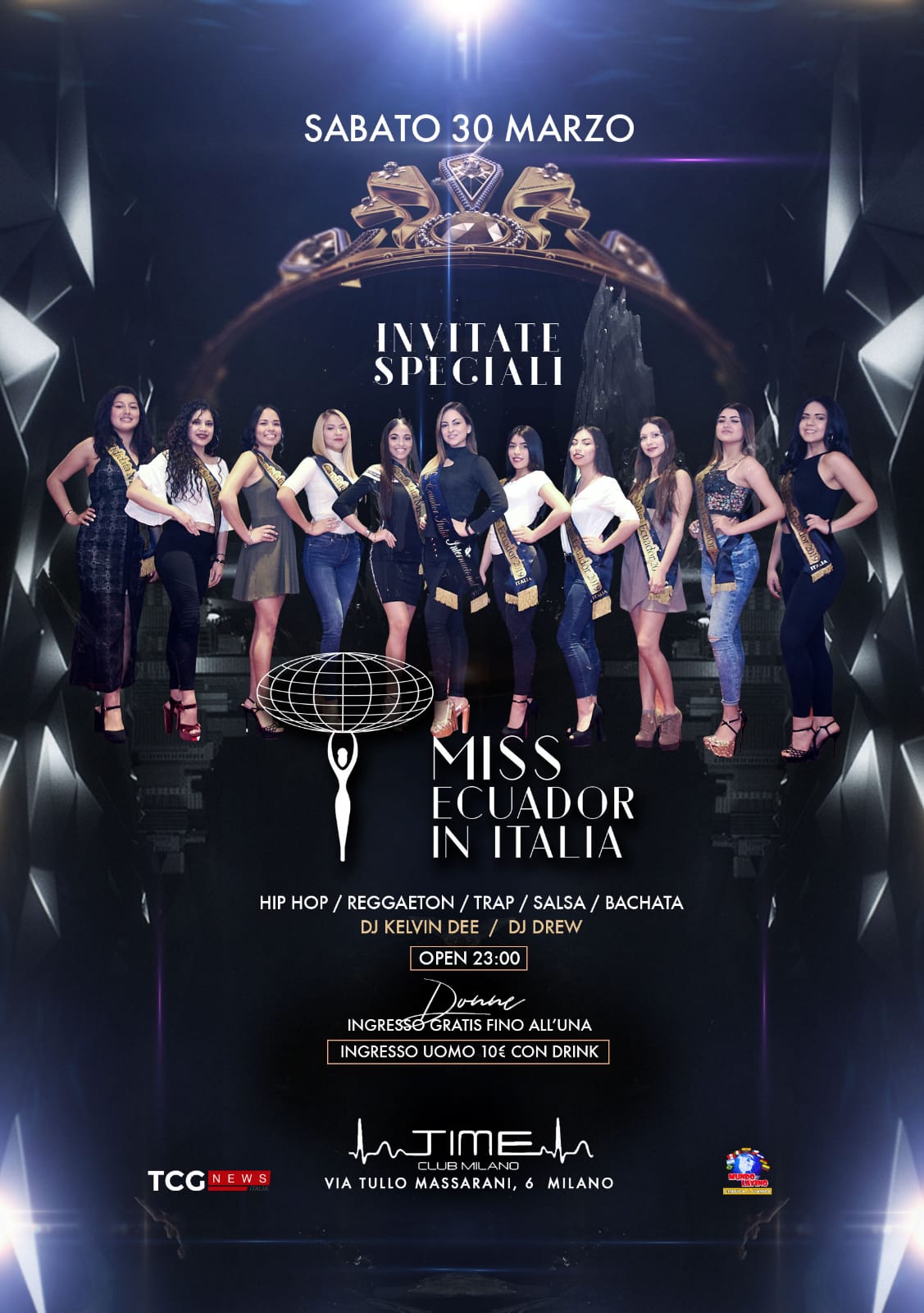 IL TIME CLUB OSPITA LE CANDIDATE UFFICIALI DI MISS ECUADOR IN ITALIA