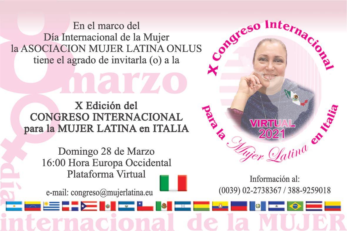X Congreso Internacional para la MUJER LATINA en Italia 2021