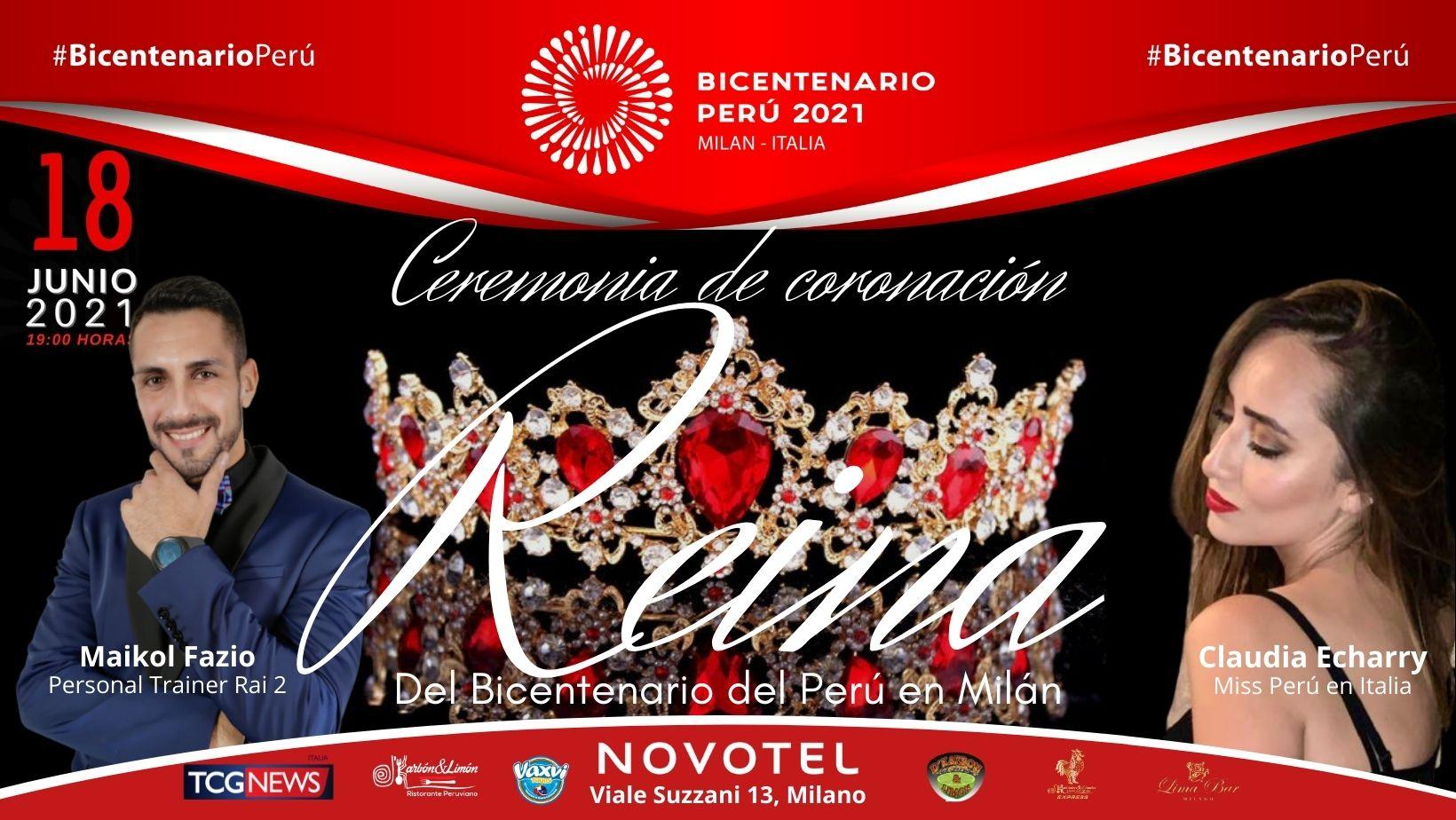Ceremonia de coronación de la Reina del Bicentenario del Perú en Milán