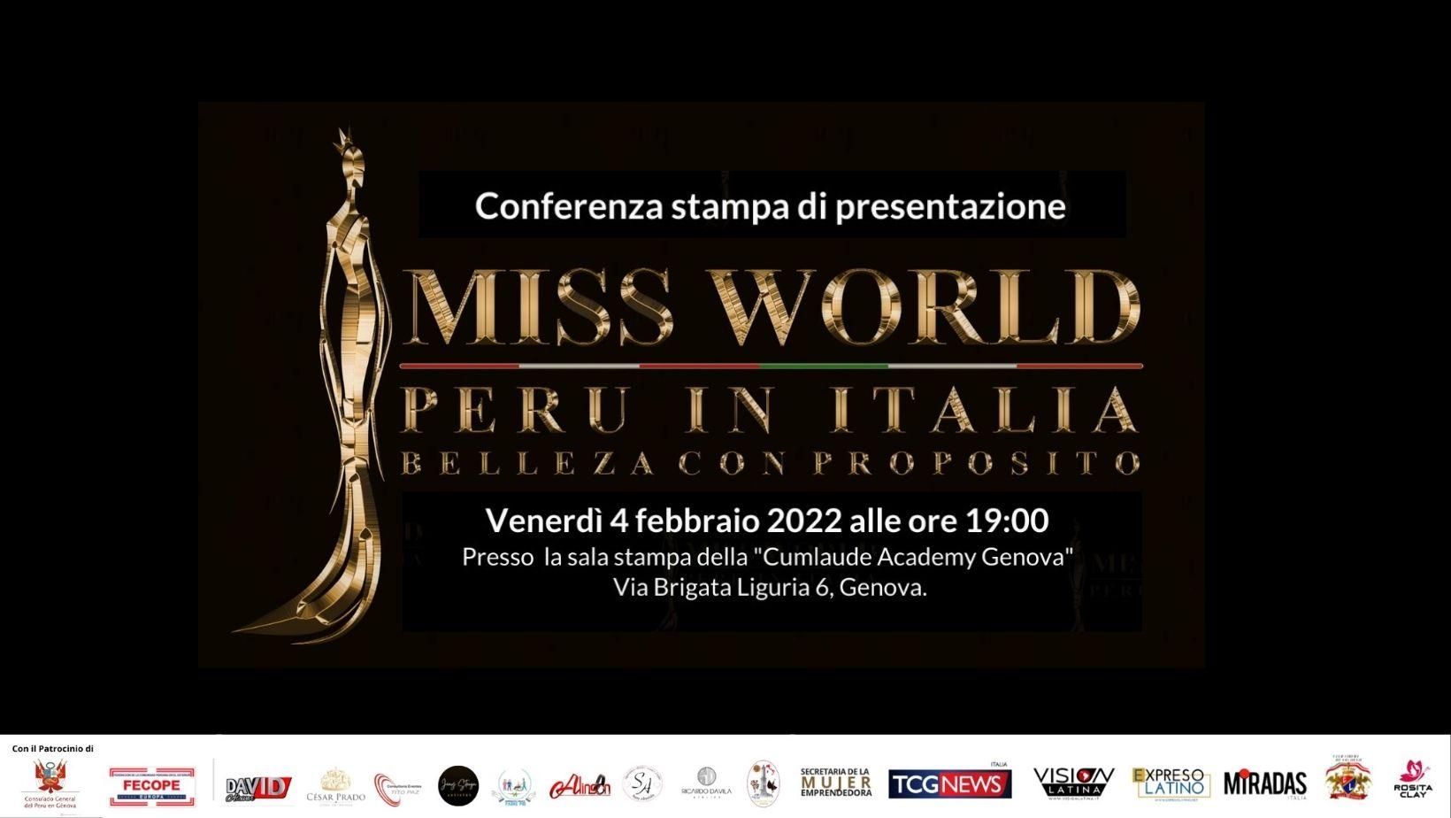 Conferenza stampa di presentazione Miss World Perù in Italia 2022